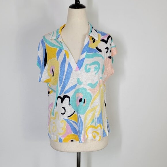 Rachel Zoe Tops - RACHEL ZOE  floral print polo top Sz M
